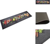 vidaXL Keukenmat - Kruidenprint - 150 x 45 cm - Zachte fluwelen stof - Slipvaste latex basis - Wasmachinebestendig - Op te rollen - Deurmat