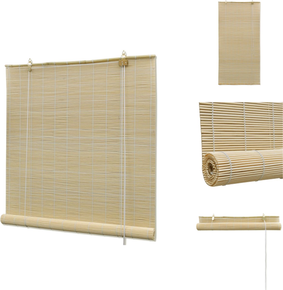 vidaXL Bamboe Rolgordijn - 150 x 220 cm - Privacy en lichtdoorlatend - Neutrale kleur - Rolgordijn