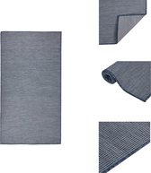 vidaXL Platte Geweven Tuinkleed - 80 x 150 cm - Blauw - Weerbestendig - Met 100% PP materiaal - Vloerkleed