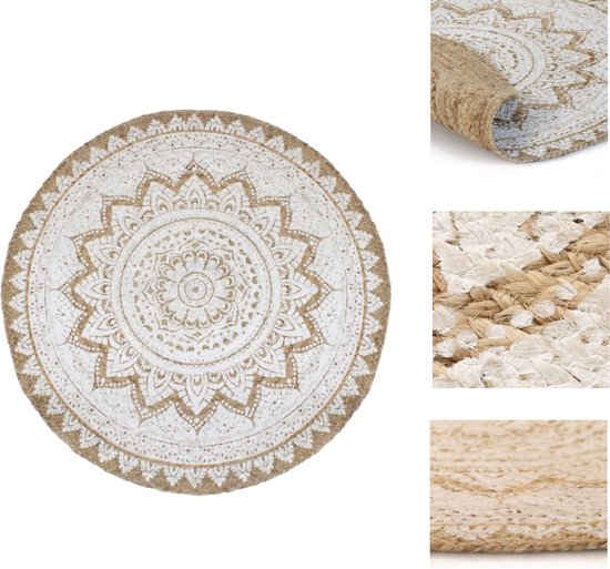 Tapis rond vidaXL - Jute tressé - 240 cm - Motif mandala - Tapis décoratif - Accessoires de maison - Tapis faits main