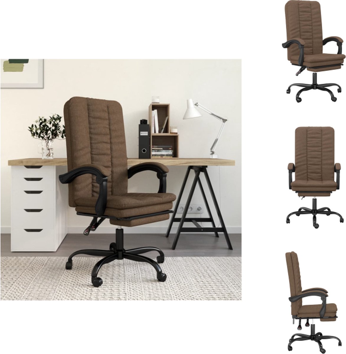 VidaXL Bureaustoel Verstelbaar Bruin 63 x 56 cm Duurzaam en Comfortabel Bureaustoel