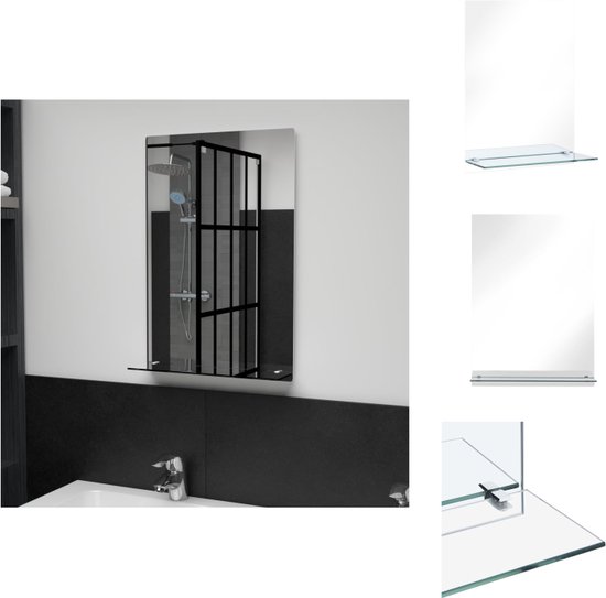 vidaXL Miroir mural Minimaliste - Glas trempé - 40x60 cm - Avec étagère - Miroir