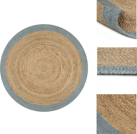 vidaXL Tapijt Jute - 120 cm - Handgemaakt - Naturel en Olijfgroen - Aantrekkelijke textuur - Vloerkleed