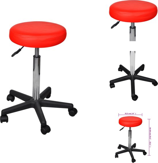 vidaXL Kantoorkruk - Bureaukruk - Rood 64-84 cm - Lichtgewicht - Comfortabele zitting - Bureaustoel