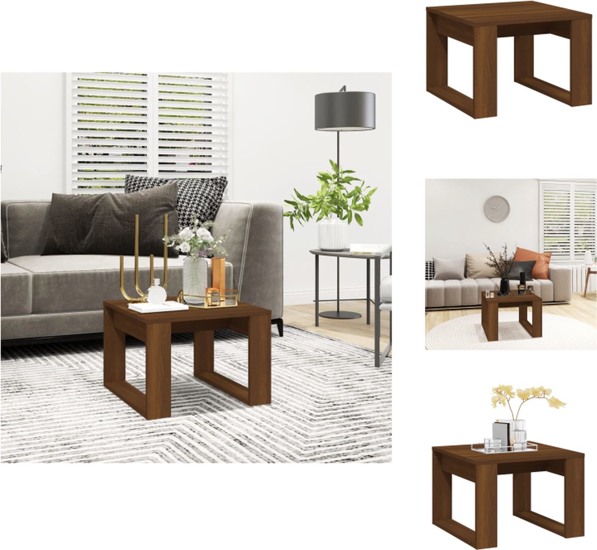 VidaXL Bijzettafel Bruineiken 50 x 50 x 35 cm Duurzaam hout Tafel