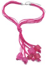 Collier Behave - femme - collier avec pendentif - rose - fuchsia - perles - 45 cm