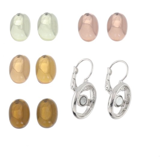 Boucles d'oreilles Behave - femme - couleur argent - boucles d'oreilles serties de 4 pierres interchangeables