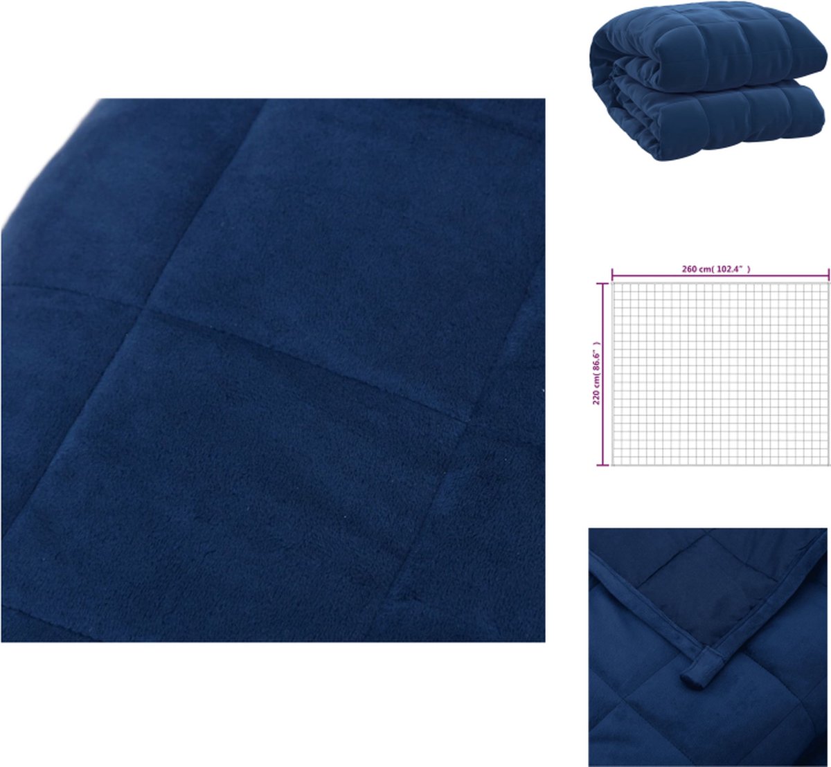 vidaXL - Verzwaringsdeken - 220x260 - cm - 11 - kg - stof - blauw