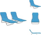 vidaXL Inklapbare ligbedden - Strandstoelen - Blauw - 55x182x24cm - Verstelbare rugleuning - Ligbed