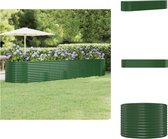 vidaXL Ovale plantenbak - 396x100x68 cm - Groen - Gepoedercoat staal - Bloempot