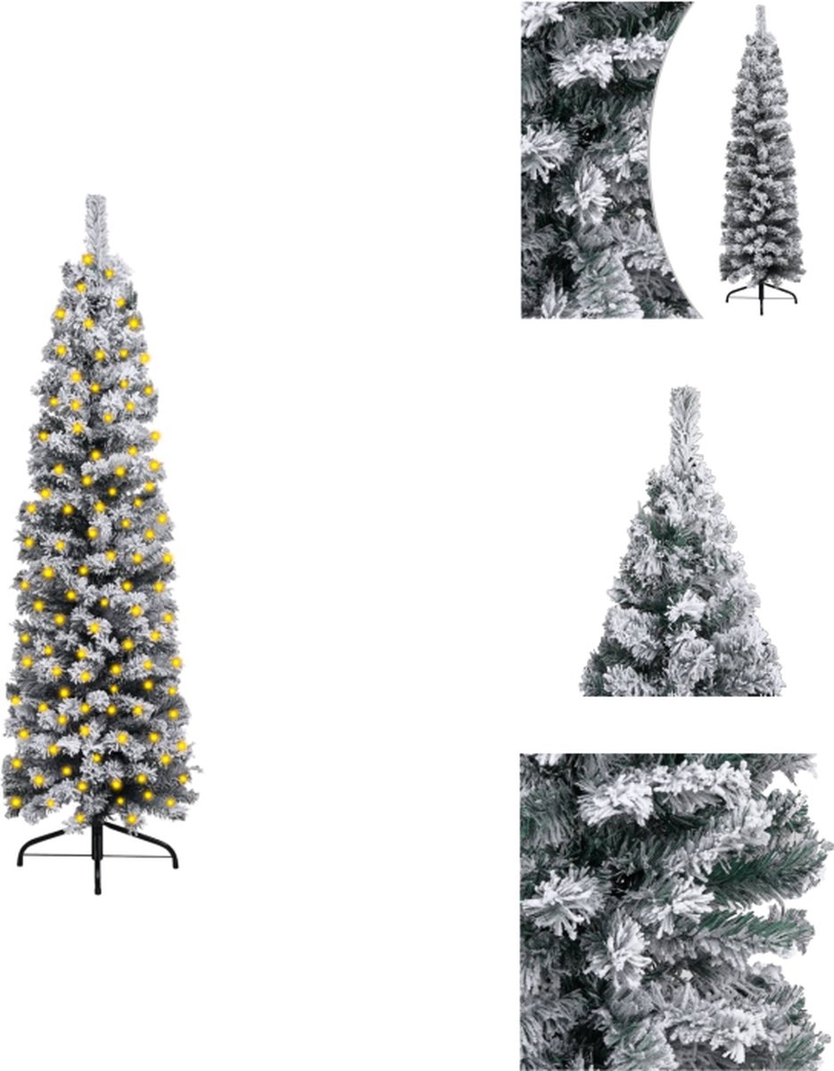 vidaXL Kerstboom LED - 120 cm - Groen PVC - Met LED-lichtslinger - Decoratieve kerstboom
