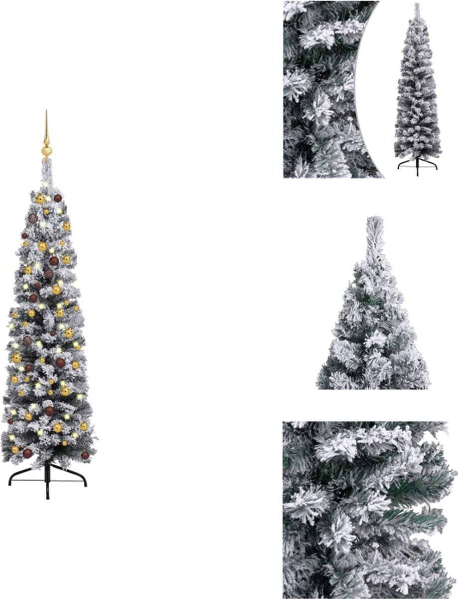 vidaXL Kunstkerstboom - PVC - 150 cm - Groen - Met LED-verlichting - Decoratieve kerstboom