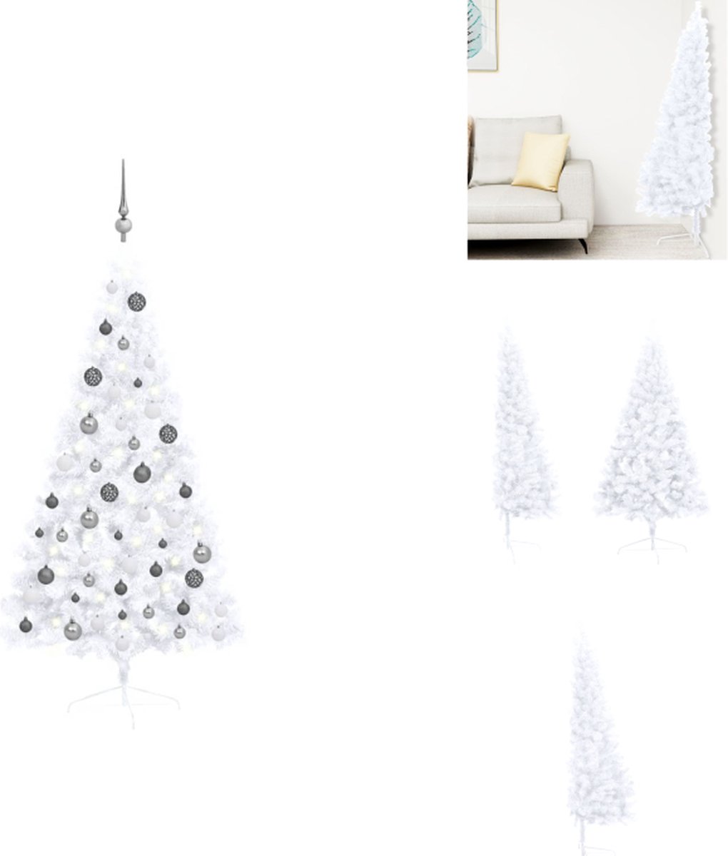 vidaXL Kunstkerstboom - Halve boom - 150 cm - PVC - LED-verlichting - Decoratieve kerstboom