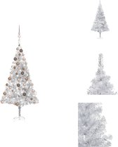 vidaXL Kunstkerstboom Silver 180 cm - LED-verlichting - Inclusief piek en kerstballen - Decoratieve kerstboom