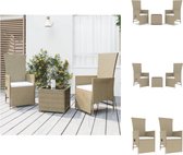vidaXL Tuinstoelen - Lounge - Beige - 108 cm - Verstelbaar - Tuinset