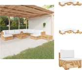 vidaXL Loungeset Teak - Tuinmeubelen - 69.5x69.5x60 cm - Crèmewit - Inclusief kussens - Tuinset