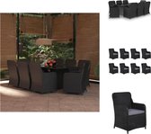 vidaXL Rattan Tuinset - 200x100x74 cm - Zwart - Inclusief 8 stoelen en kussens - Tuinset