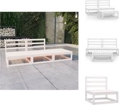 vidaXL Lounge set - Grenenhout - Wit - 70 x 70 x 67 cm (middenbank) - 70 x 70 x 30 cm (tafel) - Tuinset