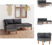 vidaXL Loungeset - Grijs - PE-rattan - Staal - Eucalyptushout - 60.5x64.5x67cm - Trendy en comfortabel - Tuinset