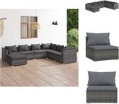 vidaXL Tuinset Poly Rattan Grijs - Modulair design - Hoogwaardig materiaal - Stevig frame - Comfortabele kussens - Tuinset