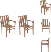vidaXL Buitenstoelen - Teakhout - Stapelbaar - 58 x 50 x 89 cm - Duurzaam - Tuinstoel