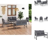 vidaXL Houten Loungeset - grijs - 2 stoelen + 2 bankjes - afneembare kussens - acaciahout - 100x50x33 cm tafel - Tuinset