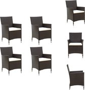 vidaXL Ensemble de chaises de jardin - Rotin PE marron - Structure en acier - 61 x 60 x 88 cm - Comprend 4 Chaises - Coussins d'assise - Chaise de jardin