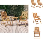 vidaXL Tuinstoelen - Verstelbare - Acaciahout - Lattenpatroon - 5 Standen - Comfortabele zitplaats - 57x72x84/90/96/105/109 cm - 110 kg - Tuinstoel