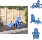 vidaXL Adirondack tuinset - aquablauw - HDPE - stoel 73x83x92 cm - tafel 38x38x46 cm - voetenbank 45x44x36 cm - Tuinstoel