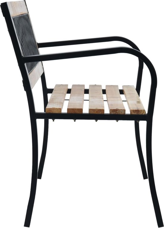 vidaXL Banc de jardin - Bois Massief et acier - 120 x 53 x 77 cm - Motif à carreaux - Banc de jardin