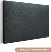 Canvas Schilderij Leer - Structuur - Zwart - Groen - Licht - 60x40 cm - Wanddecoratie