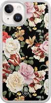 Casimoda® hoesje - Geschikt voor iPhone 14 - Bloemen flowerpower - 2-in-1 case - Schokbestendig - Bloemen - Verhoogde randen - Multi, Transparant