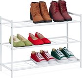 schoenenrek metaal, 3 laags, schoenenkast voor 9 paar schoenen, HBD: 50 x 70 x 26 cm opbergrek