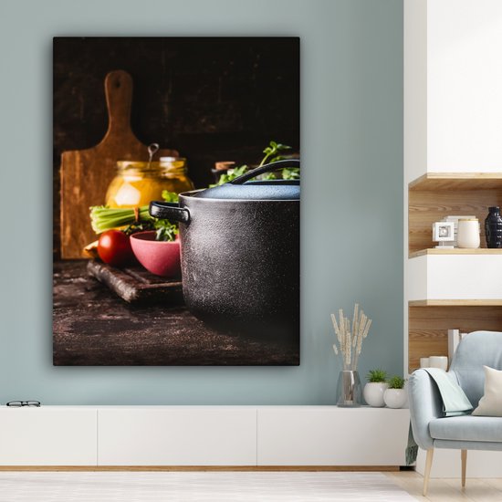 Tableau sur toile Rustique - Nature Morte - Pan - Légume - 120x160 cm - Décoration murale XXL