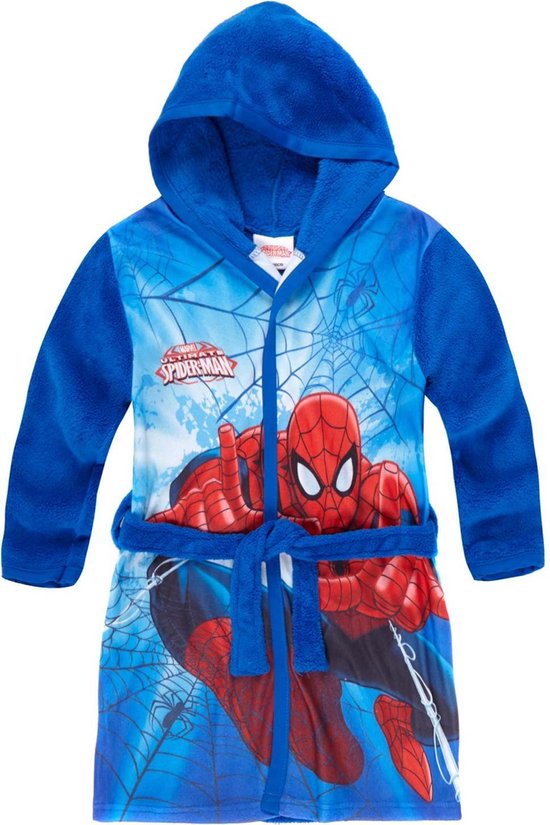echtgenoot Thriller Verkoper Spider Man Badjas met capuchon-Coral-fleece-blauw - Maat 128 | bol.com