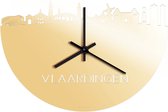 Skyline Klok Vlaardingen Goud Metallic - Ø 40 cm - Stil uurwerk - Wanddecoratie - Meer steden beschikbaar - Woonkamer idee - Woondecoratie - City Art - Steden kunst - Cadeau voor hem - Cadeau voor haar - Jubileum - Trouwerij - Housewarming -