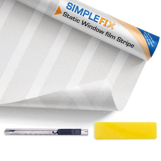 Simple Fix Raamfolie - 45x300cm - Anti Inkijk - Statisch - Plakfolie -  Zonwerend - Gestreept - Isolerend - HR++ - Simple Fix