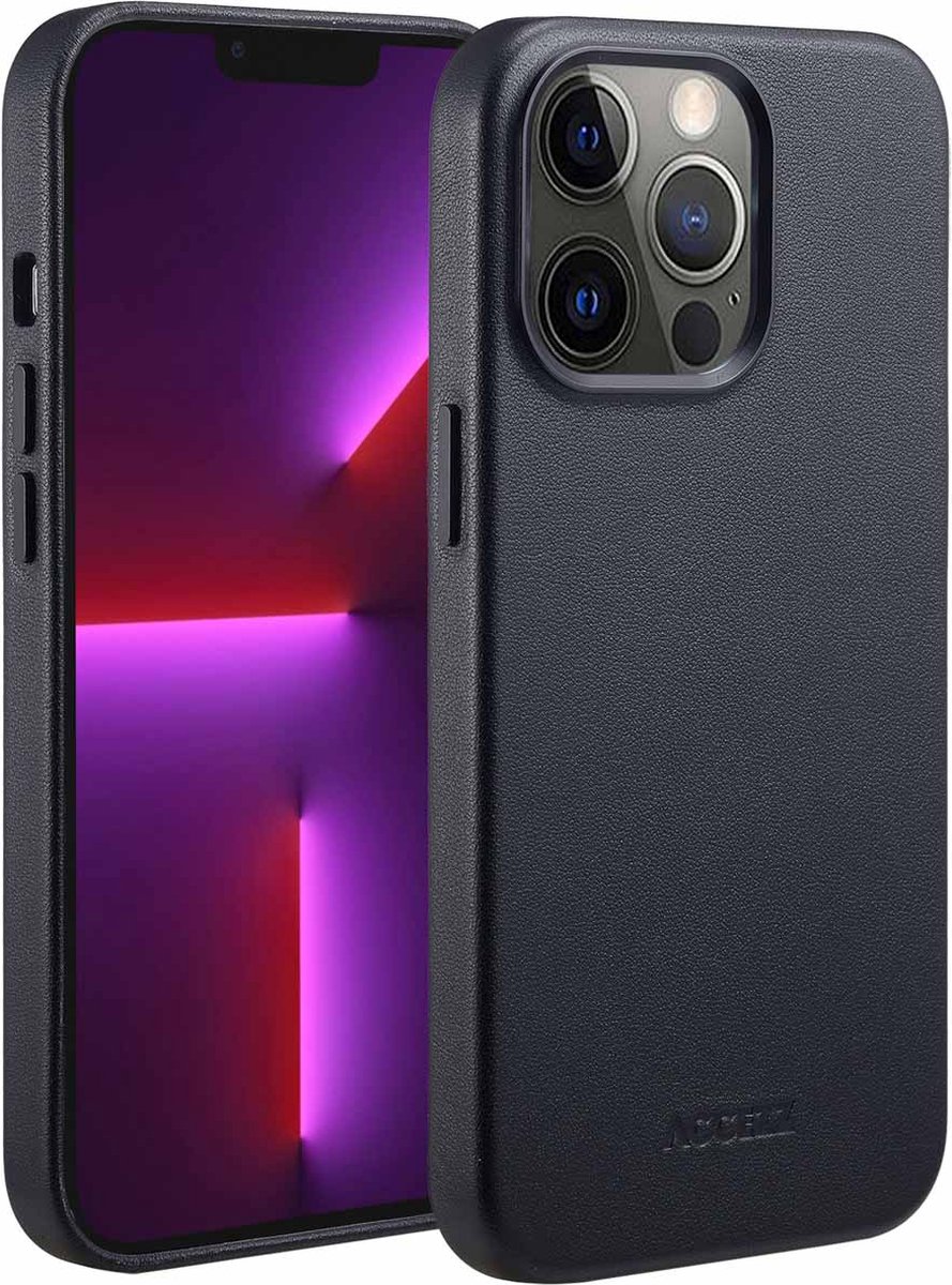 Accezz Hoesje Geschikt voor iPhone 13 Pro Hoesje - Accezz Geschikt voor MagSafe Leather Backcover - zwart