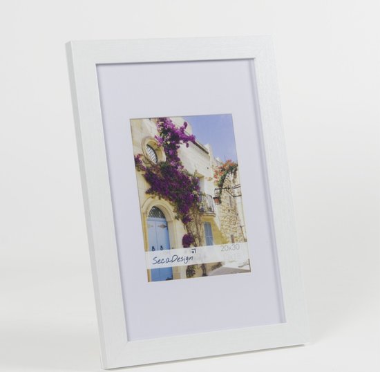 SecaDesign Fika Wood - Cadre photo 40x40 / 30x30 cm format photo avec passe-partout - Wit