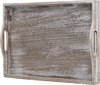 Rustiek houten dienblad, Ottomaans houten dienblad voor salontafel, boerderij Vintage decoratief dienblad met uitgesneden handvat voor ontbijt, rechthoekig 42 cm L x 28 cm B