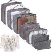 Belle Vous 10 Pak Grijze Verpakkingskubussen voor Reizen - Organizer Tassen Set voor Koffers/Handbagage Verpakken - Compressie Opslag Zakken voor Kleding, Toiletspullen & Andere Reis Essentials