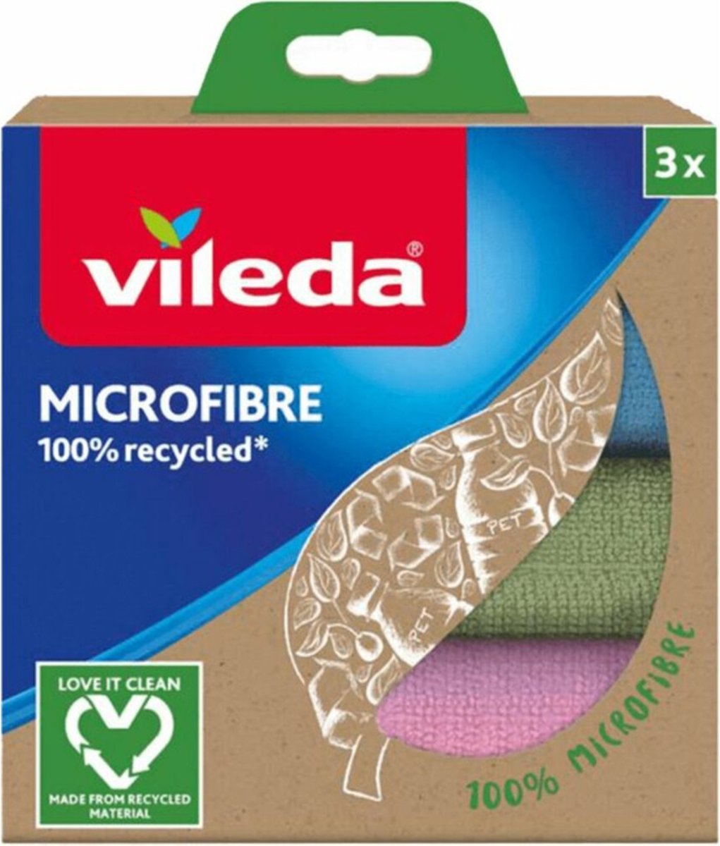 Vileda Microvezeldoek 100% Gerecycleerd - 4 x 3 stuks - Voordeelverpakking
