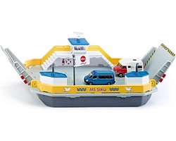 SIKU 1750, Autoveerboot, 1:50, metaal/kunststof, incl. 2 speelgoedauto's, geel/grijs, kan drijven, beweegbare oprijplaten