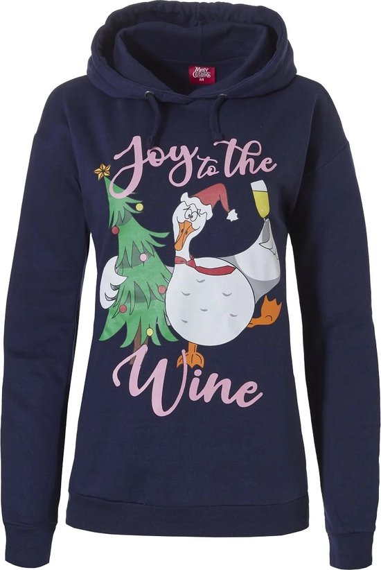 Pull de Noël Femme à Capuche Joy The Wine Sweat à Capuche Imprimé