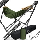 Bol.com KESSER® Hangmat Vill 120kg Draagvermogen voor Binnen & Buiten met Frame Metaal Opvouwbaar - Khaki aanbieding