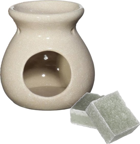 Ideas4seasons Amberblokjes/geurblokjes cadeauset - eucalyptus geur - inclusief geurbrander