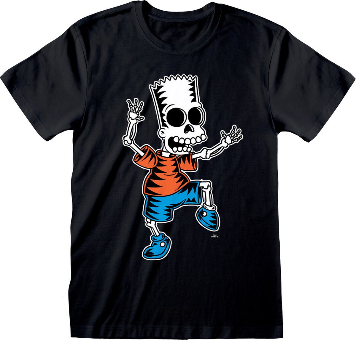 T-Shirt met Korte Mouwen The Simpsons Skeleton Bart Zwart Uniseks - L
