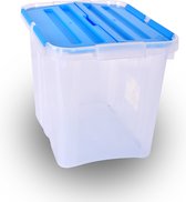 Ruime 24L Blauwe Opbergbox | Transparant, Waterdicht en Stapelbaar met Klapdeksel | Ideaal Woonartikelen voor Slaapkamer, Huishouden en Klussen