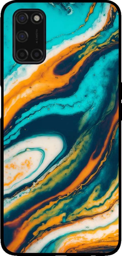 Smartphonica Coque de téléphone pour OPPO A52 aspect marbre - Coque arrière en marbre - Vert / TPU / Couverture arrière adaptée pour Oppo A52