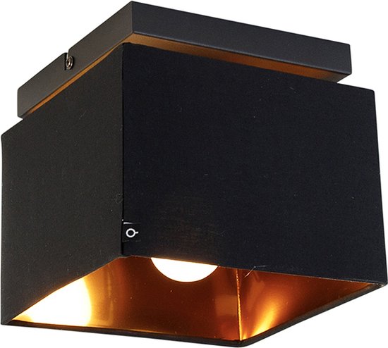 QAZQA vt - Moderne Dimbare LED Smart Plafondlamp met kap incl. wifi met Dimmer - 1 lichts - L 17 cm - Zwart Goud - Woonkamer | Slaapkamer | Keuken